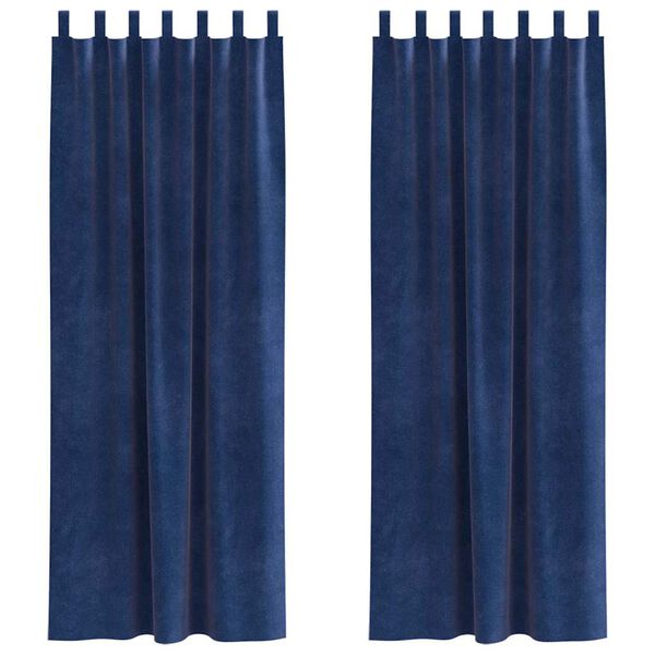 vidaXL Tende oscuranti 2 pcs Blu Scuro 140 x 225 cm Velluto
