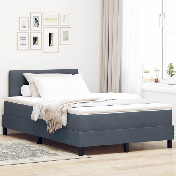 vidaXL Letto a molle con materasso Grigio scuro 120 x 190 cm Velluto