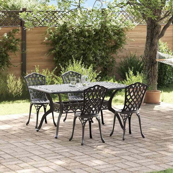vidaXL Set da Pranzo per Giardino 5 pcs Nero Alluminio