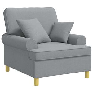 vidaXL Poltrona XL con Cuscini Grigio Chiaro Tessuto