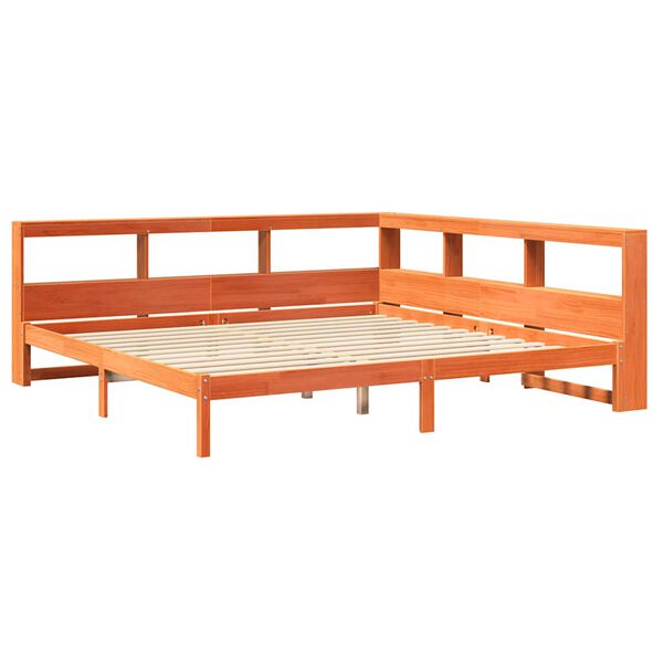 vidaXL Letto Libreria senza Materasso Marrone Cera 200x200 cm in Pino