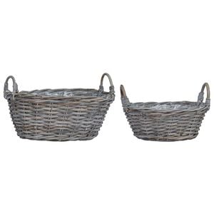 vidaXL Cesto per Piante con archiviazione 2 pcs Grigio Rattan Lacak