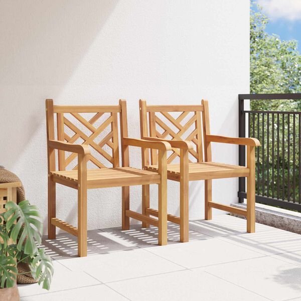 vidaXL Sedia da Giardino 2 pcs 60 x 58 x 90 cm Legno di teak solido