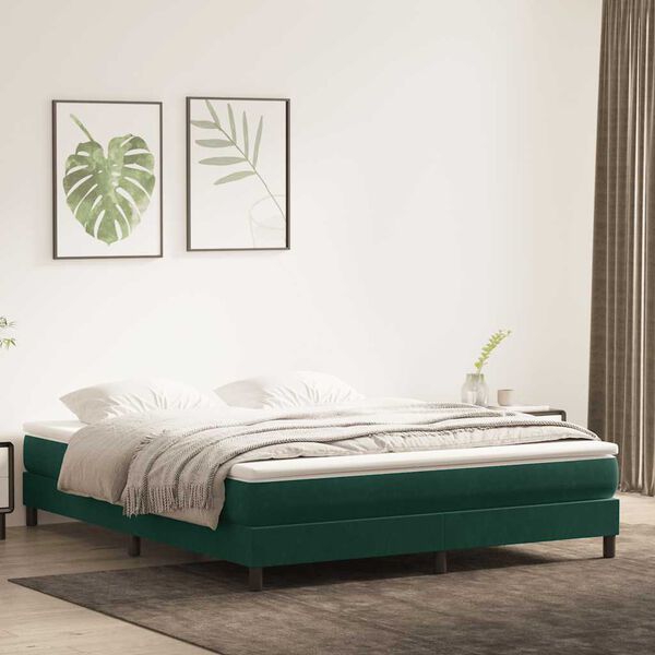 vidaXL Letto a Molle senza Materasso Verde Scuro 180x220 cm Velluto
