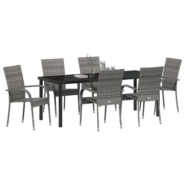 vidaXL Set da Pranzo per Giardino 7 pcs Grigio