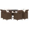 vidaXL Set Divani da Giardino 9 pz con Cuscini in Polyrattan Marrone