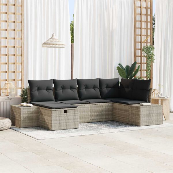 vidaXL Set di divani con cuscino 7 pcs polyrattan