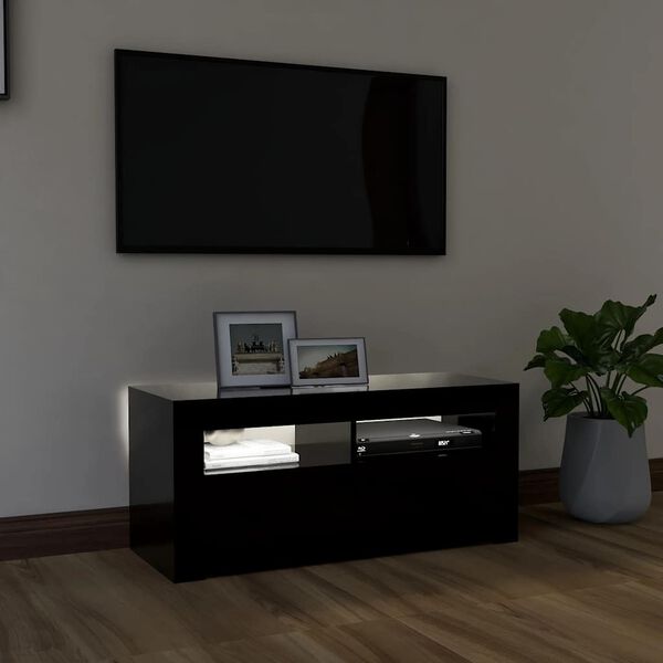 vidaXL Mobile Porta TV con Luci LED Nero 90x35x40 cm