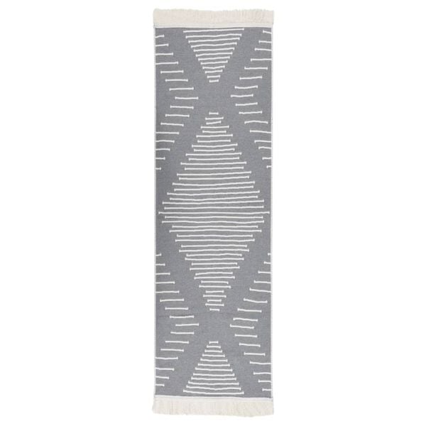vidaXL Tappeto Grigio Scuro 80x300 cm in Cotone