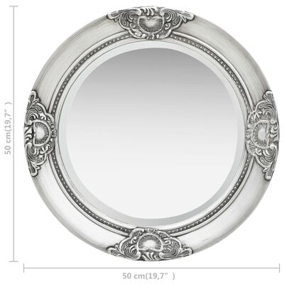 vidaXL Specchio da Parete Stile Barocco 50 cm Argento