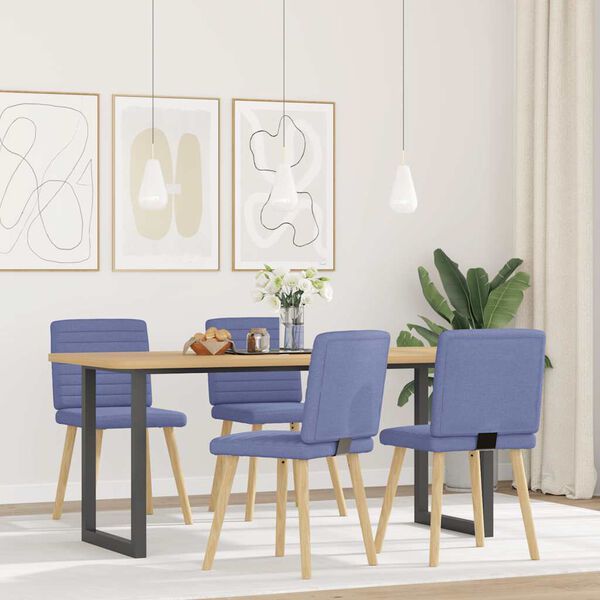 vidaXL Sedie da Pranzo 4 pz Blu Jeans in Tessuto