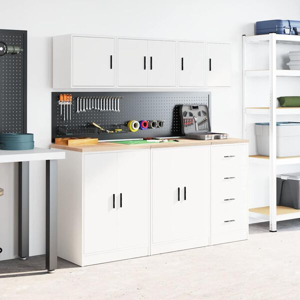 vidaXL Pensili per Garage 2 pz Bianco in Legno Multistrato