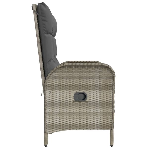 vidaXL Panca Reclinabile da Giardino Cuscini 107 cm Polyrattan Grigia