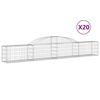 vidaXL Cesti Gabbioni ad Arco 20 pz 300x30x40/60 cm Ferro Zincato