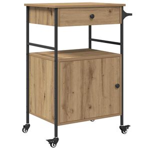 vidaXL Carrello da Cucina Rovere artigianale 56 x 43 x 89,5 cm