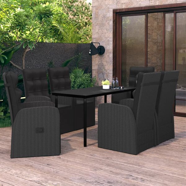 vidaXL Set da Pranzo da Giardino 7 pz con Cuscini Nero
