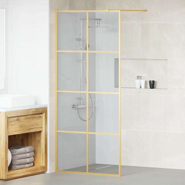 vidaXL Parete Doccia Walk-in Oro 90 x 195 cm vetro temperato