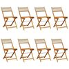 vidaXL Sedie pieghevoli, 8 pezzi, in polyrattan beige e legno massello