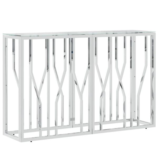 vidaXL Tavolino Consolle 110x30x70 cm in Acciaio Inox e Vetro