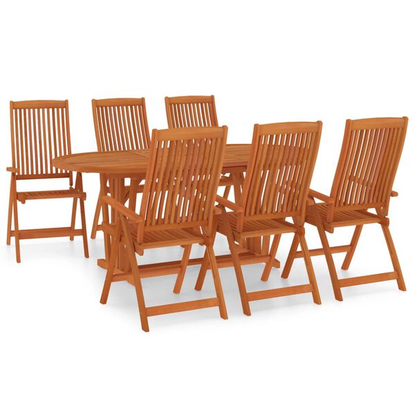 vidaXL Set da Pranzo per Giardino 7 pz in Legno Massello di Eucalipto