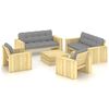 vidaXL Set Divani da Giardino 5 pz con Cuscini Legno Pino Impregnato
