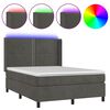 vidaXL Letto a Molle con Materasso e LED Grigio Scuro 140x190 cm
