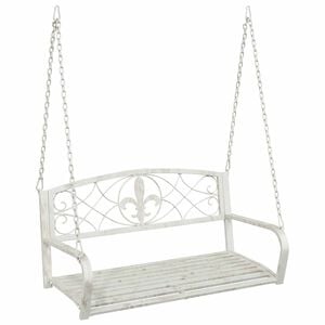 vidaXL Panchina a Dondolo Acciaio 110,5 x 59 x 55 cm Bianco Antico