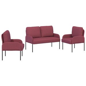 vidaXL Set divani 3 pcs Rosso Vino 115 x 56 x 80 cm Legno compensato