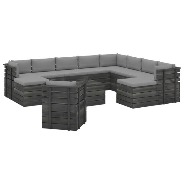 vidaXL Set Divani da Giardino Pallet 12 pz con Cuscini Massello Pino