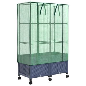 vidaXL Vaso da Giardino con Copertura per Serra e Ruote 2 pz PP