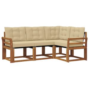 vidaXL Set di divani da esterno 4 pz Naturale e Beige