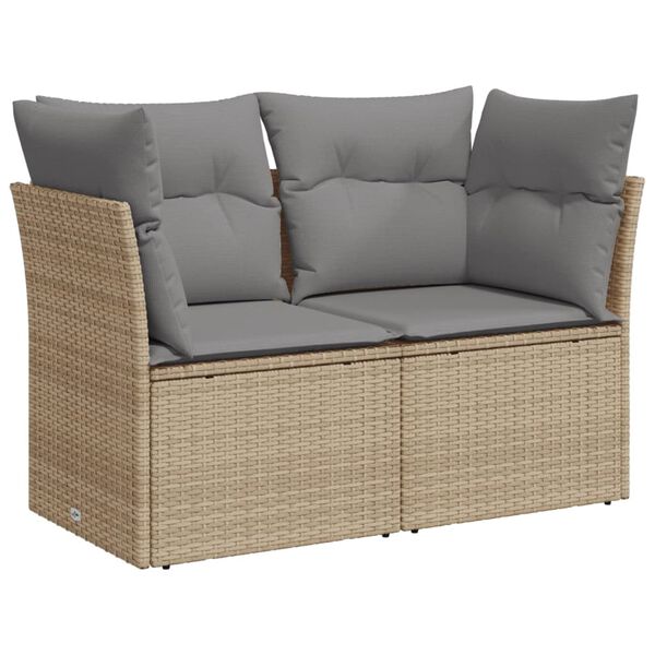 vidaXL Divano da Giardino con Cuscini a 2 Posti Beige in Polyrattan