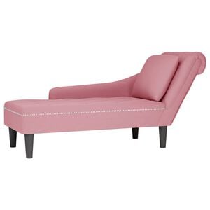 vidaXL Sdraio con Cuscino e Bracciolo Destro in Velluto Rosa