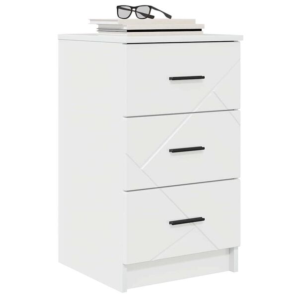 vidaXL Armadio da Notte con cassetto Bianco lucido 38 x 38 x 66 cm