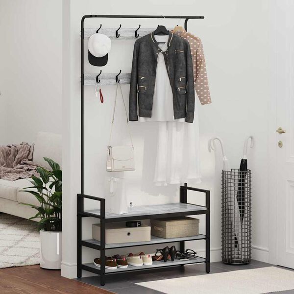 vidaXL Appendiabiti Grigio Sonoma 95 x 34 x 184 cm Legno multistrato