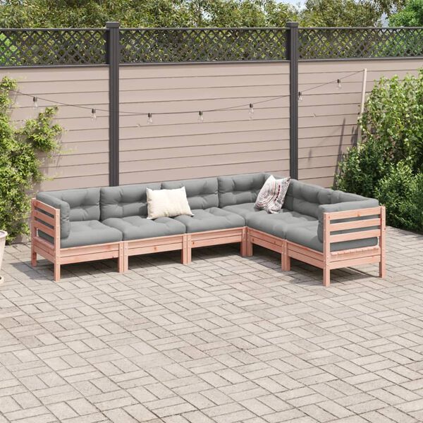 vidaXL Set Divani Giardino 6 pz Cuscini Legno Massello Abete Douglas