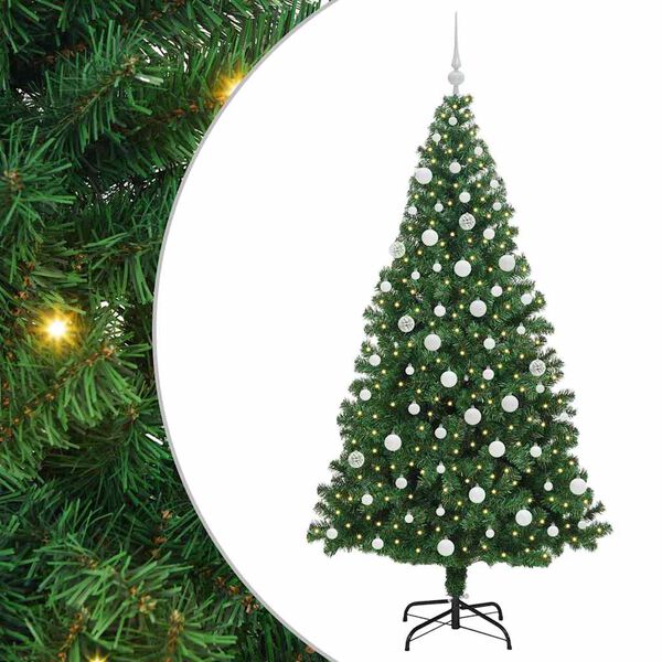vidaXL Albero di Natale artificiale con 300 LED Verde 180 cm