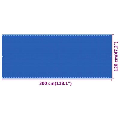vidaXL Paravento da Balcone Blu 120x300 cm in HDPE