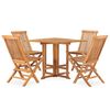 vidaXL Set da Pranzo da Giardino 5 pz Pieghevole in Massello di Teak