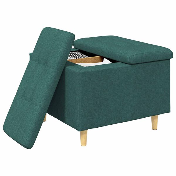 vidaXL Sgabello Button con cuscino Verde Scuro 60 x 60 x 45 cm Tessuto