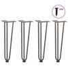 vidaXL Gambe a forcina per tavolino 4 pz in acciaio naturale 42 cm in acciaio massiccio