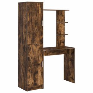 vidaXL Scrivania con lo scaffale con archiviazione 2 pz Rovere fum&eacute;