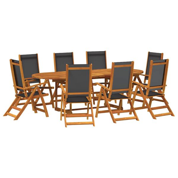 vidaXL Set Pranzo da Giardino 9pz Legno Massello di Acacia e Textilene