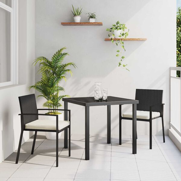 vidaXL Set da Pranzo per Giardino 3 pcs Nero