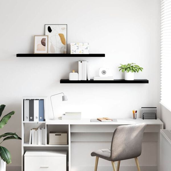 vidaXL Scaffali a Parete 2 pz Nero Lucido 120x23,5x3,8 cm in MDF