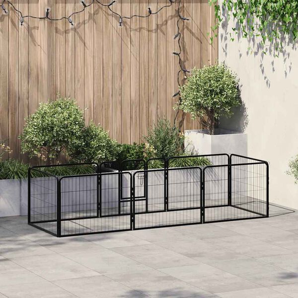 vidaXL Box per Cani con 8 Pannelli in Acciaio 60x80 cm Nero
