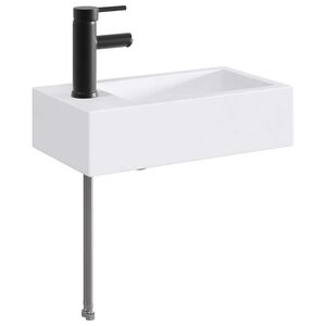 vidaXL Lavabo con rubinetto e scarico Nero Opaco 45,5 x 25,5 x 13 cm