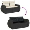 vidaXL Set Divani da Giardino 9 pz con Cuscini Nero in Polyrattan
