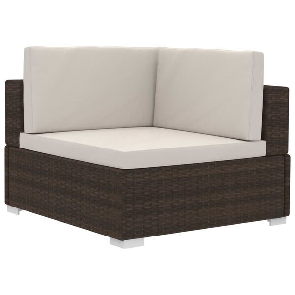 vidaXL Set Divani da Giardino 3 pz con Cuscini in Polyrattan Marrone
