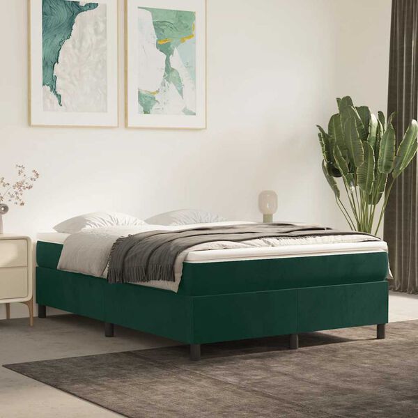 vidaXL Struttura Letto a Rete a Molle Verde Scuro 140x200 cm in Velluto